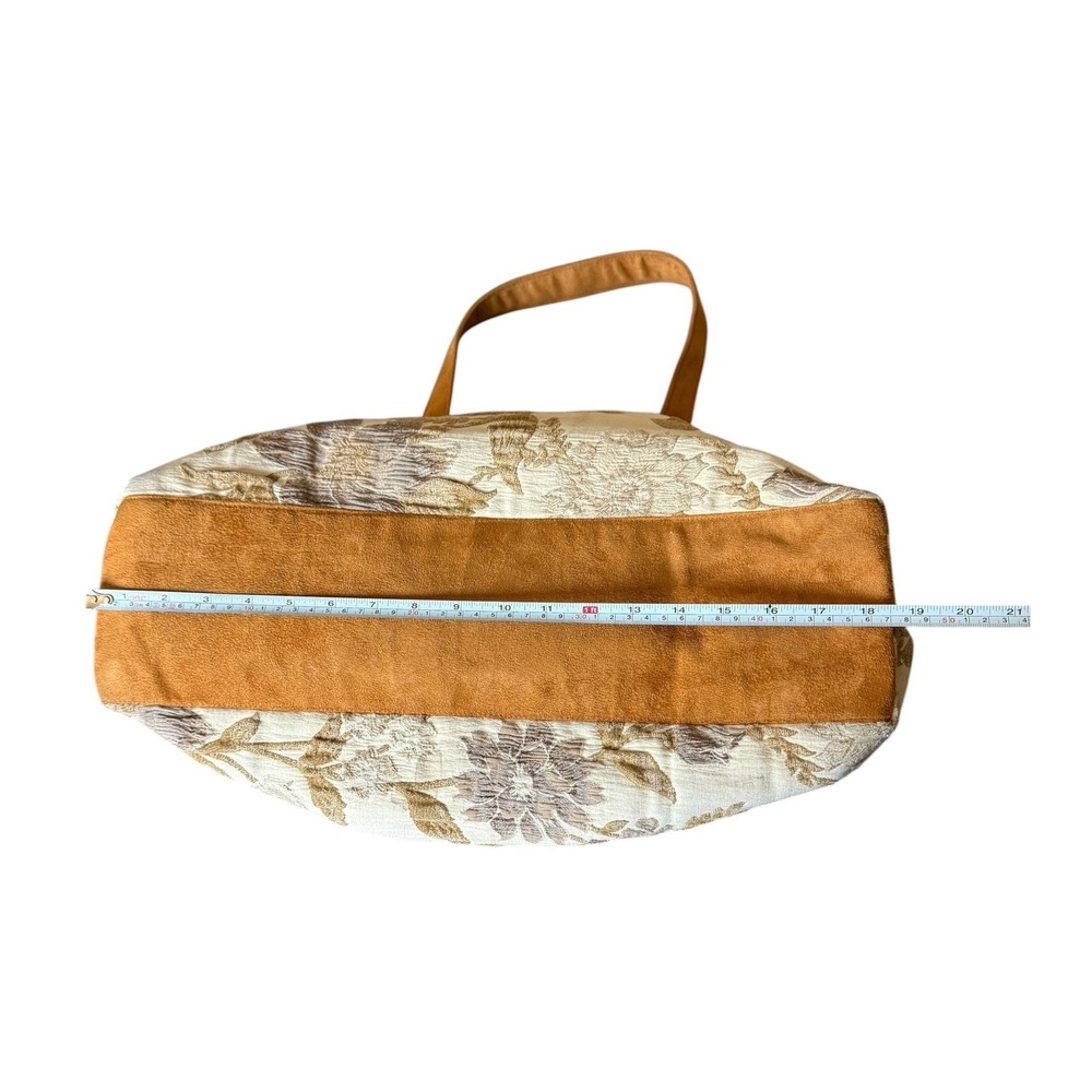 Atenti USA Made Tapestry Tote Bag Floral Animal Print Brown Tan Faux Suede Trim - Picture 6 of 16